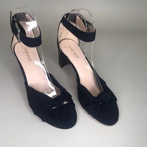 Nine West Pure Love Navy Suede Glitter Sandal 8